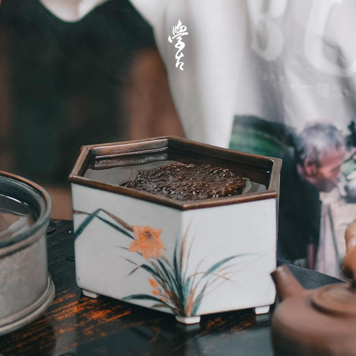 娜家兰壶承中式手工手绘潮州工夫茶纯铜白瓷可做茶盘 商品图5