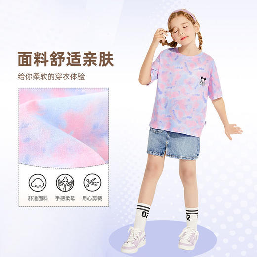 【120-160】【迪士尼】女童夏季t恤儿童落肩袖短袖 商品图5