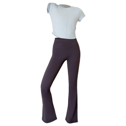 美愫瑜伽套装短款上衣夏季短袖女高腰微喇裤提臀休闲健身长裤高腰 商品图4