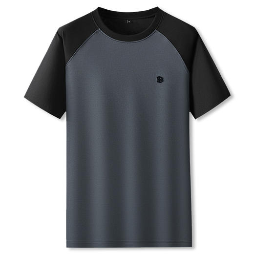 【棉质】【DPF】大依优型大码短袖T恤圆领时尚拼接插肩体恤男士加肥加大夏装薄款胖子休闲上衣 商品图0