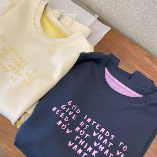 短期货！厂单，请珍惜！！2025新款双面撞色袖口字母印花卷边莫代尔T恤女款！ 商品图1