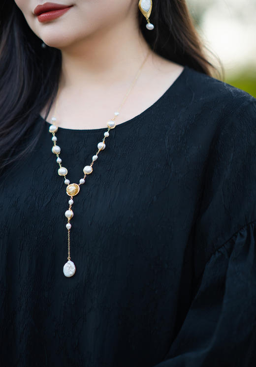 ✨【巴洛克珍珠饰品】精致设计款，项链、耳饰（耳钩款）天然巴洛克项链女淡水珍珠颈链夏，天然巴洛克、铜镀金材质，一周内发货 商品图6