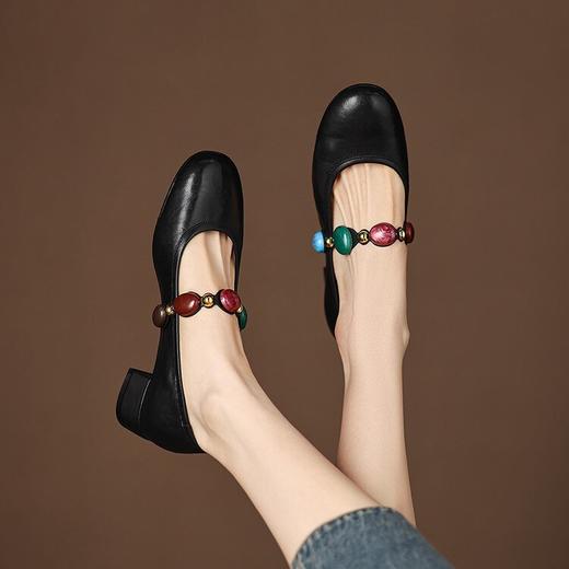 【预售5天】春夏复古法式浅口单鞋女粗跟通勤绝美不累脚中跟玛丽珍鞋MT&MD5157 商品图4