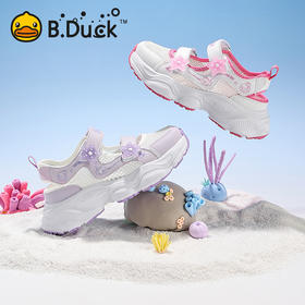B.Duck小黄鸭童鞋女童夏季凉鞋花朵中网面运动鞋公主鞋28-35 F1686952