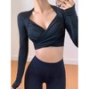 跃牌【洛水之神系列】带胸垫女瑜伽服性感交叉紧身长袖气质纯欲运动健身衣上衣HN184 商品缩略图3