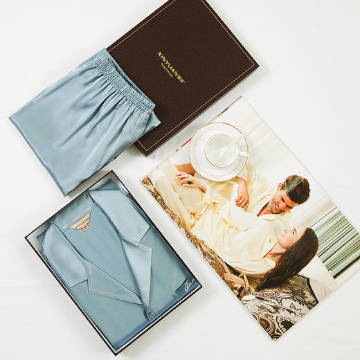 鑫缘 真丝男长袖睡衣套 	HD5006 商品图1