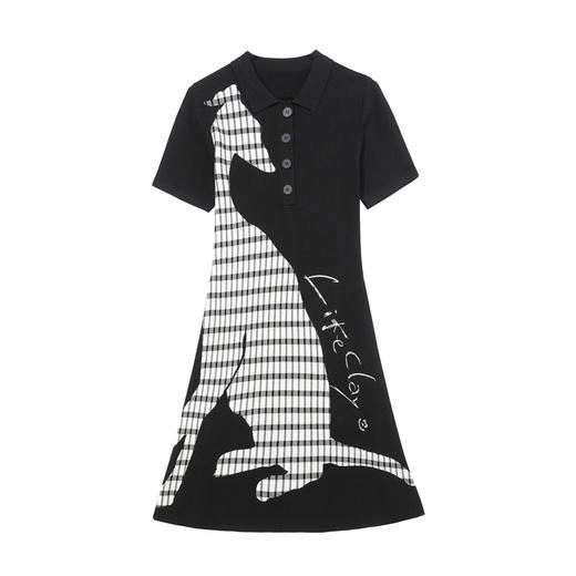 谜底针织连衣裙短袖女2025夏季新品复古文艺修身中长裙252MZ0886 商品图4