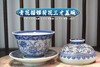 青花描银荷花三才盖碗 商品缩略图0