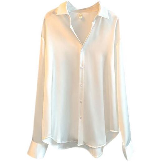 春秋新款韩版缎面衬衫女宽松柔滑绸缎长袖大码设计感小众洋气衬衣 商品图4