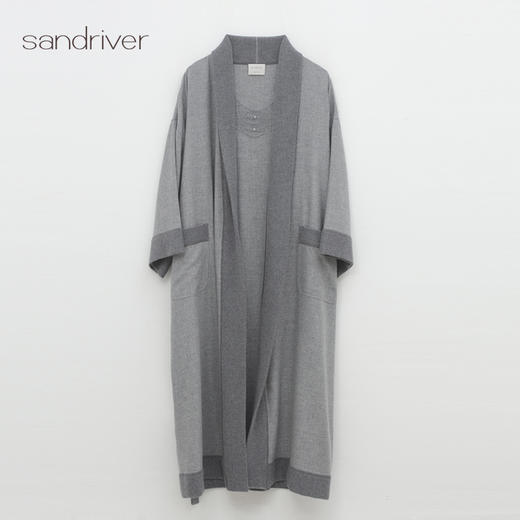 针梭相拼青果领睡袍SJF97W215N 商品图0