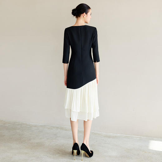 IWY/新款设计感拼接连衣裙女时尚高端中长款职业长裙鱼尾裙Q1300 商品图4