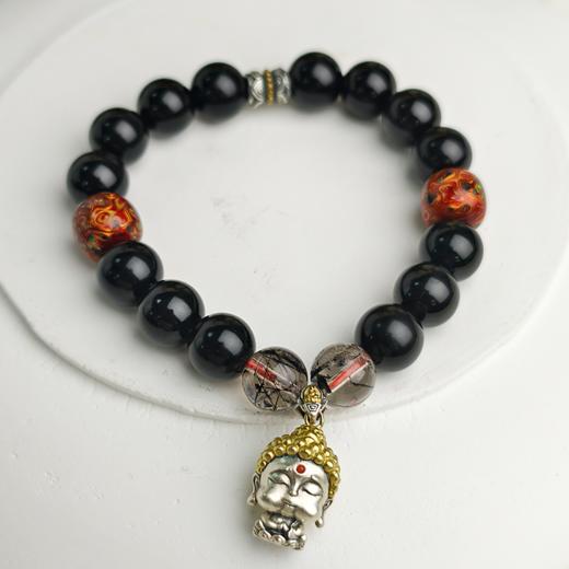 易祈吉祥黑曜石十二生肖守护神手串工艺八大守护神S925银男女款黑发晶手链 商品图6