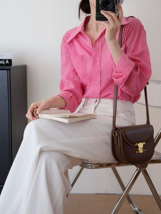 【苎麻版】苎麻粉色衬衫 认准原版梅粉色苎麻面料‼️苎麻面料吸汗又透气，自带光泽感高级又显白 商品图3