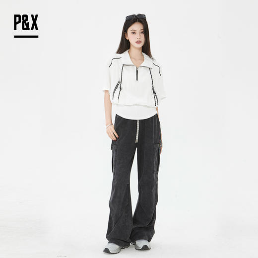 P&X设计师2025夏季新款时尚休闲运动减龄显瘦衬衫 825228072 白色 商品图1