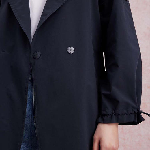 洛诗琳41239春季新款简约气质大摆系带收腰中长款风衣外套3047 商品图4