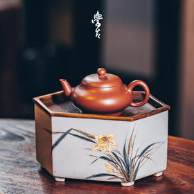 娜家兰壶承中式手工手绘潮州工夫茶纯铜白瓷可做茶盘