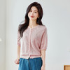 小香风配裙子短款针织开衫，五分袖薄款t恤上衣冰丝中袖外套CC- 66-77009 商品缩略图3