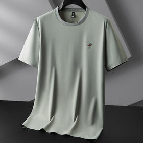 【冰丝】【DPF】大依优型大码短袖T恤时尚休闲运动体恤加大汗衫肥佬潮流夏装圆领半袖男士胖子上衣