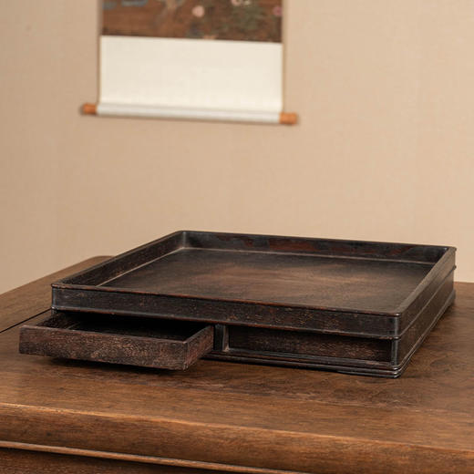 清 红木机关暗屉呈盘 商品图1