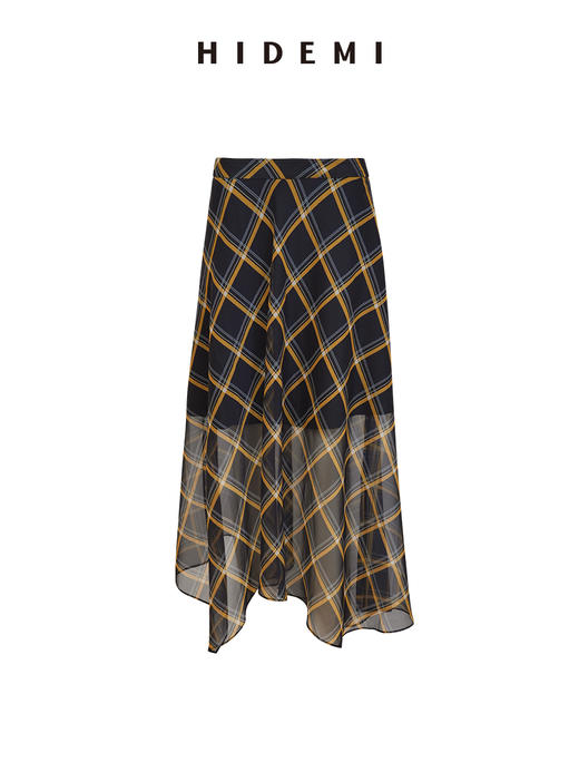 HIDEMI “我们做印花 ”系列原创手绘格纹清透薄纱缎上衣半裙套装 商品图12