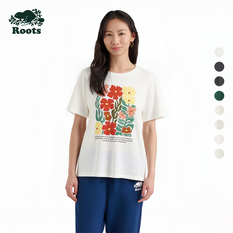 【2件9折】【ROOTS】女式花朵短袖T恤