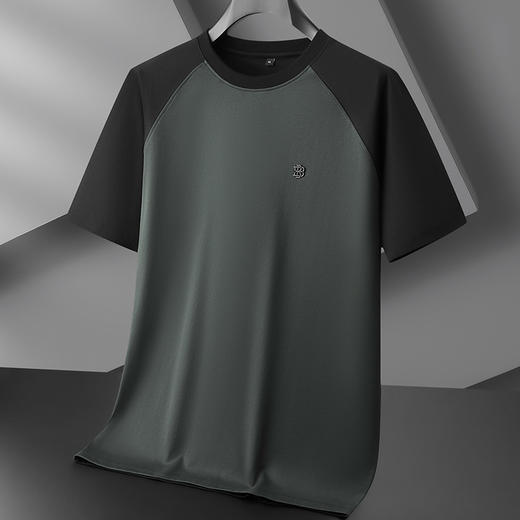 【棉质】【DPF】大依优型大码短袖T恤圆领时尚拼接插肩体恤男士加肥加大夏装薄款胖子休闲上衣 商品图1