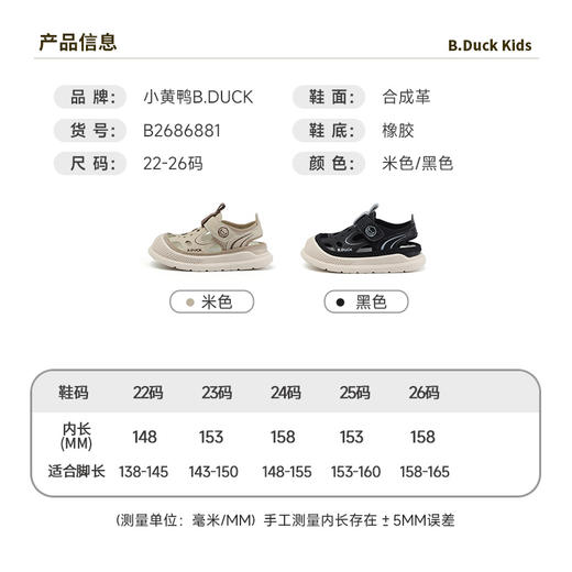 B.Duck小黄鸭童鞋男宝宝学步鞋夏季镂空透气网面儿童凉鞋22-26 B2686881 商品图1