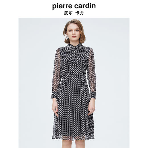 皮尔卡丹女装时尚淑女A摆修身连衣裙P4244E4072B3 商品图0