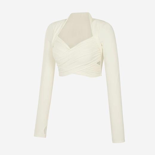 跃牌【洛水之神系列】带胸垫女瑜伽服性感交叉紧身长袖气质纯欲运动健身衣上衣HN184 商品图4