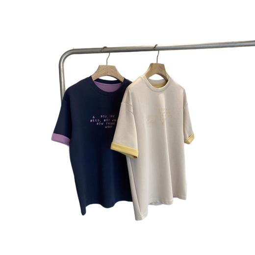 短期货！厂单，请珍惜！！2025新款双面撞色袖口字母印花卷边莫代尔T恤女款！ 商品图4