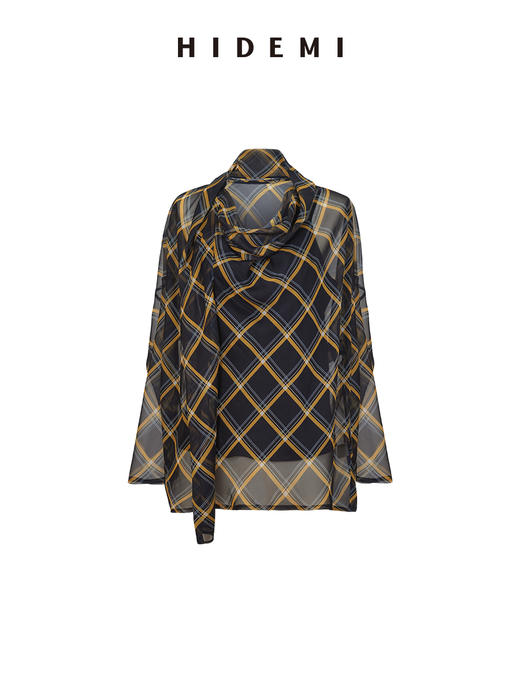 HIDEMI “我们做印花 ”系列原创手绘格纹清透薄纱缎上衣半裙套装 商品图10