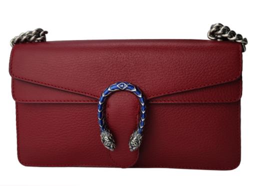 GUCCI古驰 Dionysus 酒神虎头扣链条 皮革单肩斜挎包 小号  红色 商品图0