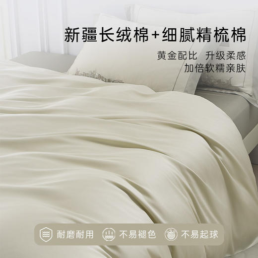 雅芳婷全棉贡缎绣花四件套精梳长绒棉被套轻奢高级感亲肤纯棉套件 商品图1