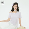 P&X设计师2025夏季新修身斜肩蝴蝶甜美设计感T恤 825202236 紫色 商品缩略图3