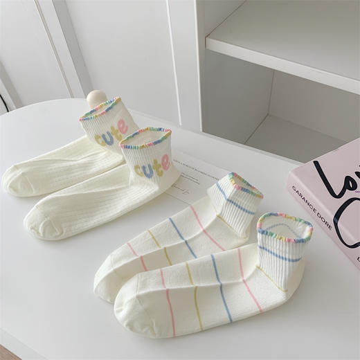 【5双29.9包邮】2025春夏女袜棉袜 smile笑脸+彩色圆点元素 韩风满风 开心每一天～ 商品图6