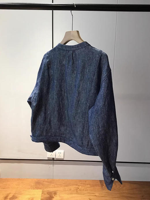 显贵显大牌！2025新款法国色织亚麻圆领短款衬衫外套！ 商品图5