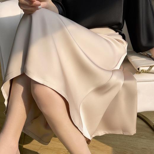 春季新款白色冰丝半身裙女士高腰伞裙宽松大码半身裙女2025女装夏卡其色裙子百搭裙 商品图3