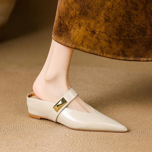 【预售5天】真皮包头凉鞋女夏季外穿尖头平底半拖鞋女柔软穆勒鞋SLLK&sl-7905 商品图3