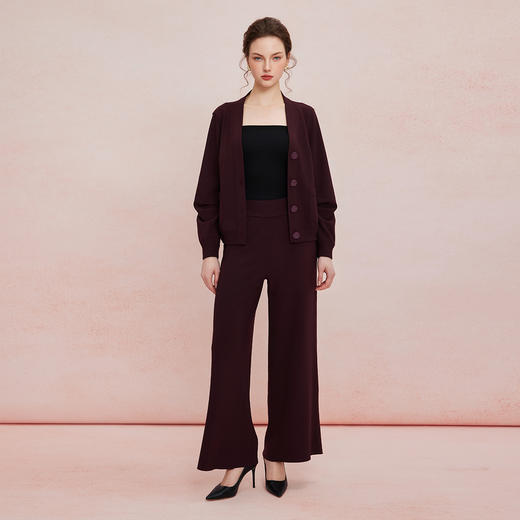 QF108斯尔丽2025夏季新款弹舒适面料颗粒视觉宽松舒适上衣配直筒裤套装 商品图0