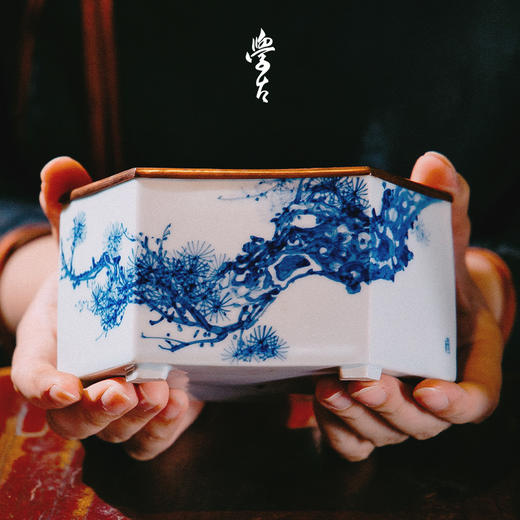 娜家松壶承中式手工手绘潮州工夫茶纯铜白瓷可做壶承可做茶盘 商品图3