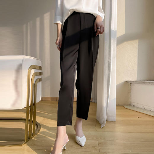 春季新款冰丝九分裤直筒裤女士裤子高腰显瘦休闲裤小脚裤西裤2025新款休闲裤卡其色百搭裤子 商品图3
