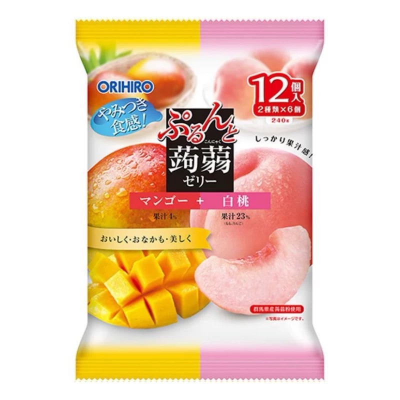 日本ORIHIRO蒟蒻果冻低卡高纤-240g（芒果+白桃）