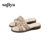 Safiya/索菲娅2025夏季轻便平底复古闪钻珍珠仙女休闲露趾拖鞋SFD2110380 商品缩略图12