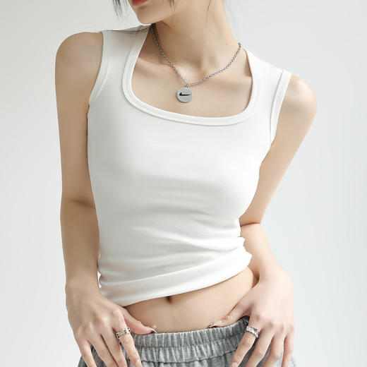 买一送一 新款吊带背心女夏季遮副乳设计感小众无袖白色宽肩带上衣可外穿 商品图1