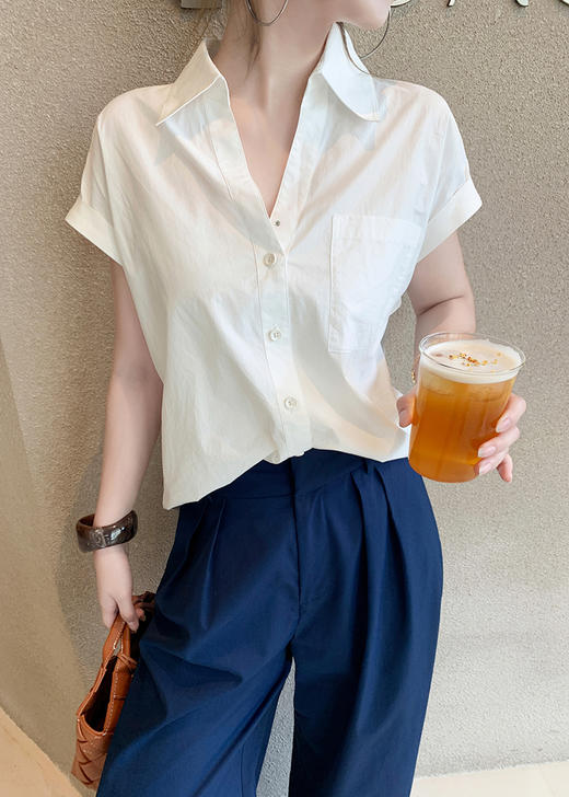 【出游好搭子！极简风小飞袖衬衫】清凉舒适 罗马假日赫本小飞袖 商品图0