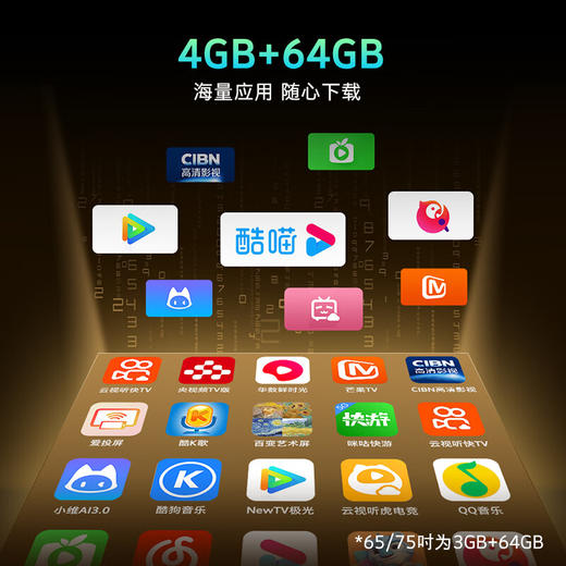 创维（Skyworth）75寸高刷电视 追剧超越Mini LED的大内存节能电视 144Hz高刷 3+64GB大内存 AI秒懂语音 75J77FT 商品图3