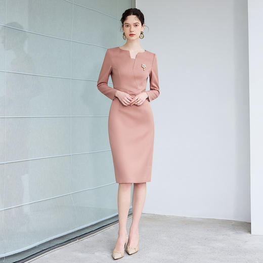 IWY/高级感气质粉色西装连衣裙女法式名媛正式场合接待工作服Q1254-P 商品图1