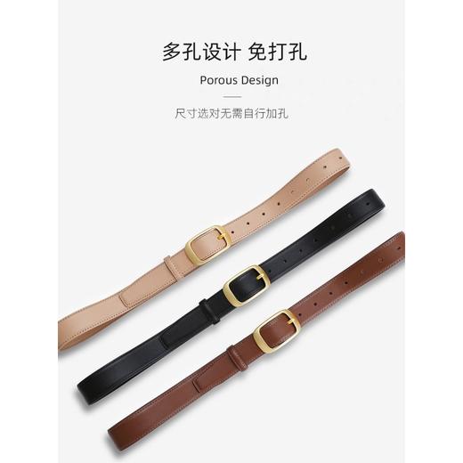 皮带女士真皮百搭高级感腰带纯牛皮简约针扣时尚装饰黑色牛仔裤带 商品图2