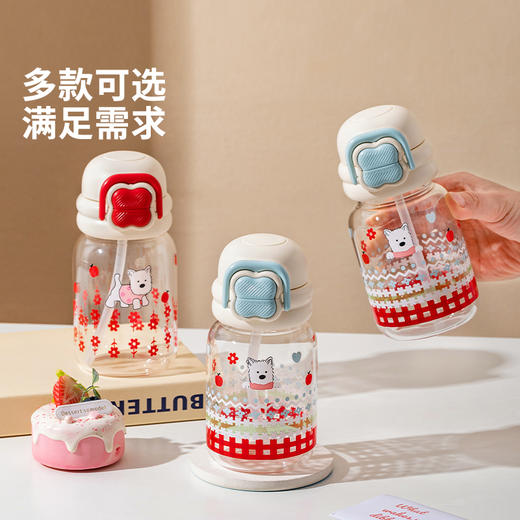 摩登主妇高硼硅玻璃杯2025新款儿童水杯带吸管耐高温高颜值果汁杯 商品图4