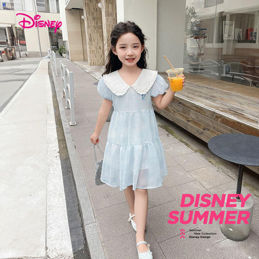 【120-160】【迪士尼】女童夏款洋气网纱连衣裙裙子 商品图1